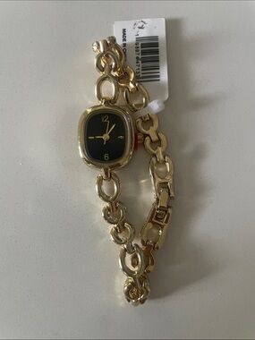 Altar'd State Gold Link Bracelet Watch with Black Dial